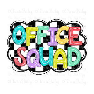 Office Squad Sublimation & DTF Design, druckbare Png, digitaler Download, Schulsecreation, süßes Personal Shirt Design, schwarz und weiß Karo