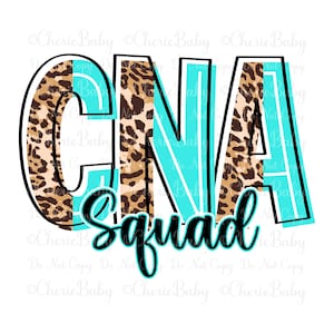 CNA Squad Sublimationsdesign, druckbare png, DTF Digital Download, Split Leopard Blue Letters, zertifizierter Pflegehelfer, CNA Shirt Design