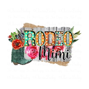 Diseño de sublimación Rodeo Mimi, PNG imprimible, descarga digital DTF, botas de vaquera y bonitas flores, diseño de camiseta de abuela campestre