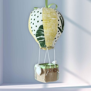 Hot air balloon hanging mobile. Nursery decor. Childrens room.