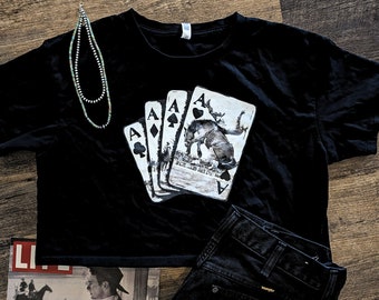 Punchy Ace Graphic Crop Top | Western Cowgirl Crop Top | Country Summer Tee | Bronc Rider Tee | Punchy Graphic Shirt | Cowgirl Aesthetic Top