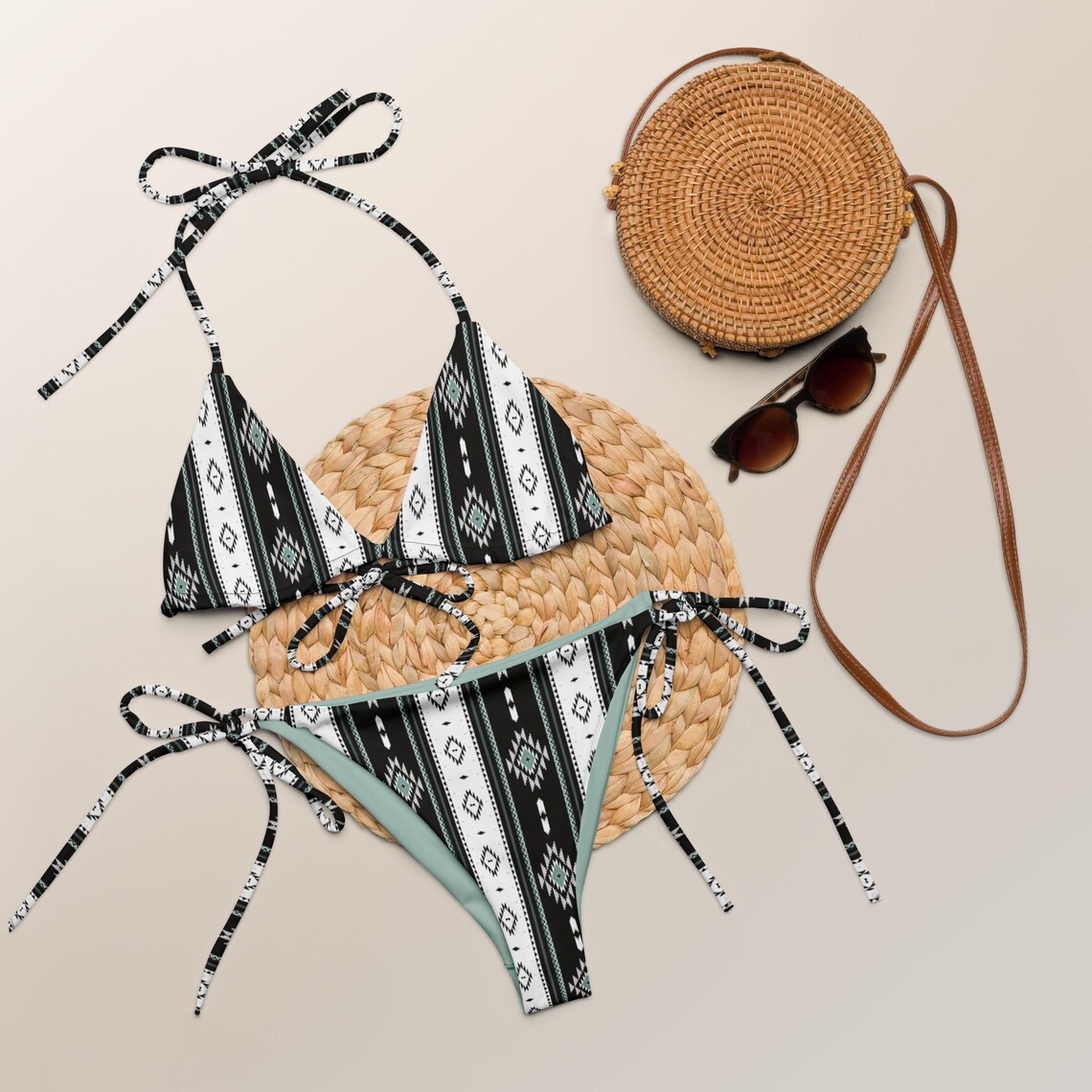 Western String String Bikini | Turquoise & Black Western Swimsuit | Cowgirl Summer ...