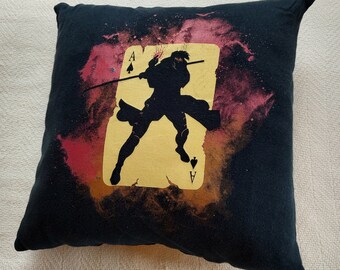 X-Men Gambit  inspired 16" by 16" Repurposed Decorative Pillow