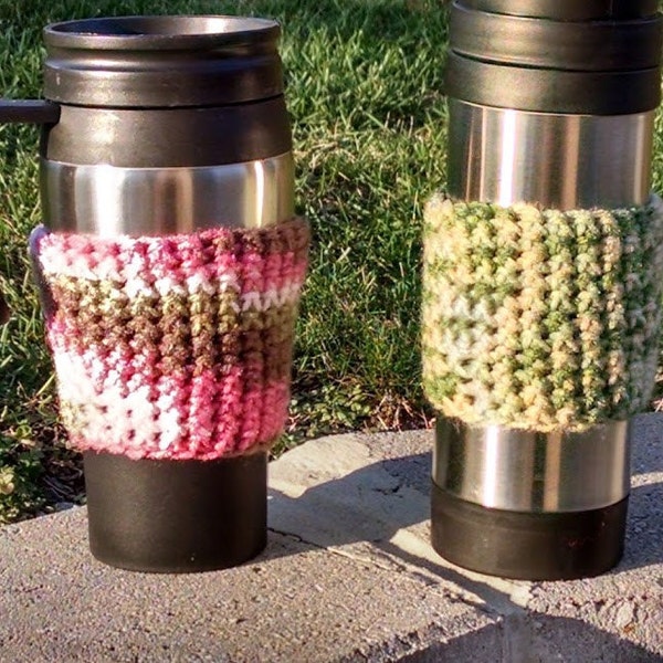 Crochet Camouflage Mug Sleeve/Cozy - Pink Camo/Green Camo