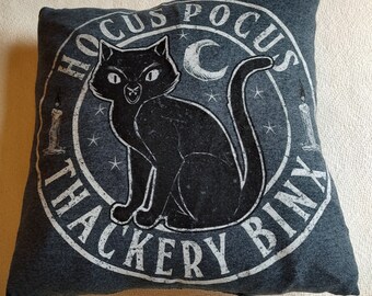 Hocus Pocus Inspired Thackery Binx 16" by 16" Repurposed Decorative Pillow