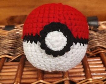 Pokemon Inspired Hand  Crocheted PokeBall Amigarumi 4" x 4"