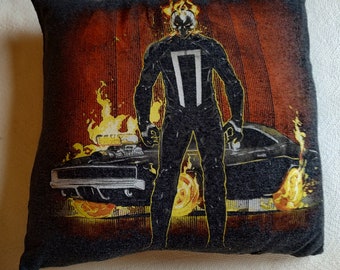 Marvel Inspired Robbie Reyes Ghost Rider 16" by 16" Repurposed Decorative Pillow