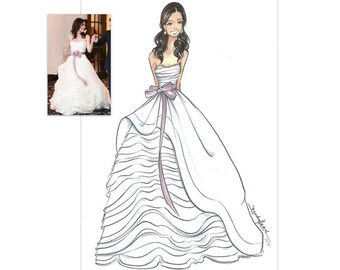 Custom Bride Illustration- Custom Bridal Sketch-Wedding Gift-Custom Drawing-Bride-Bridal Illustration-Custom Bride-Brooke Hagel