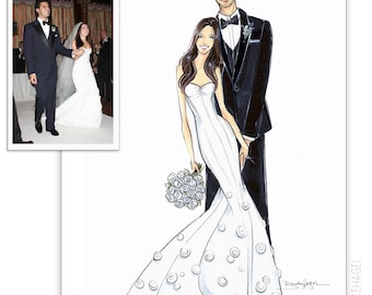 Custom Couple Fashion Illustration. Wedding Gift. Custom Fashion Sketch. Custom Newlywed Gift. Engagement Gift. Brooklit. Brooke Hagel.