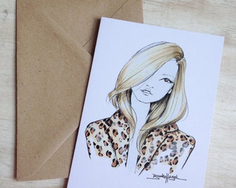 Kate Moss- Fashion Illustration- Notecard