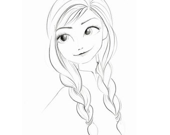 Anna Frozen - Frozen Print- Fashion Illustration - Disney Princess - Frozen Sketch-Frozen Illustration- Pencil Sketch-Print