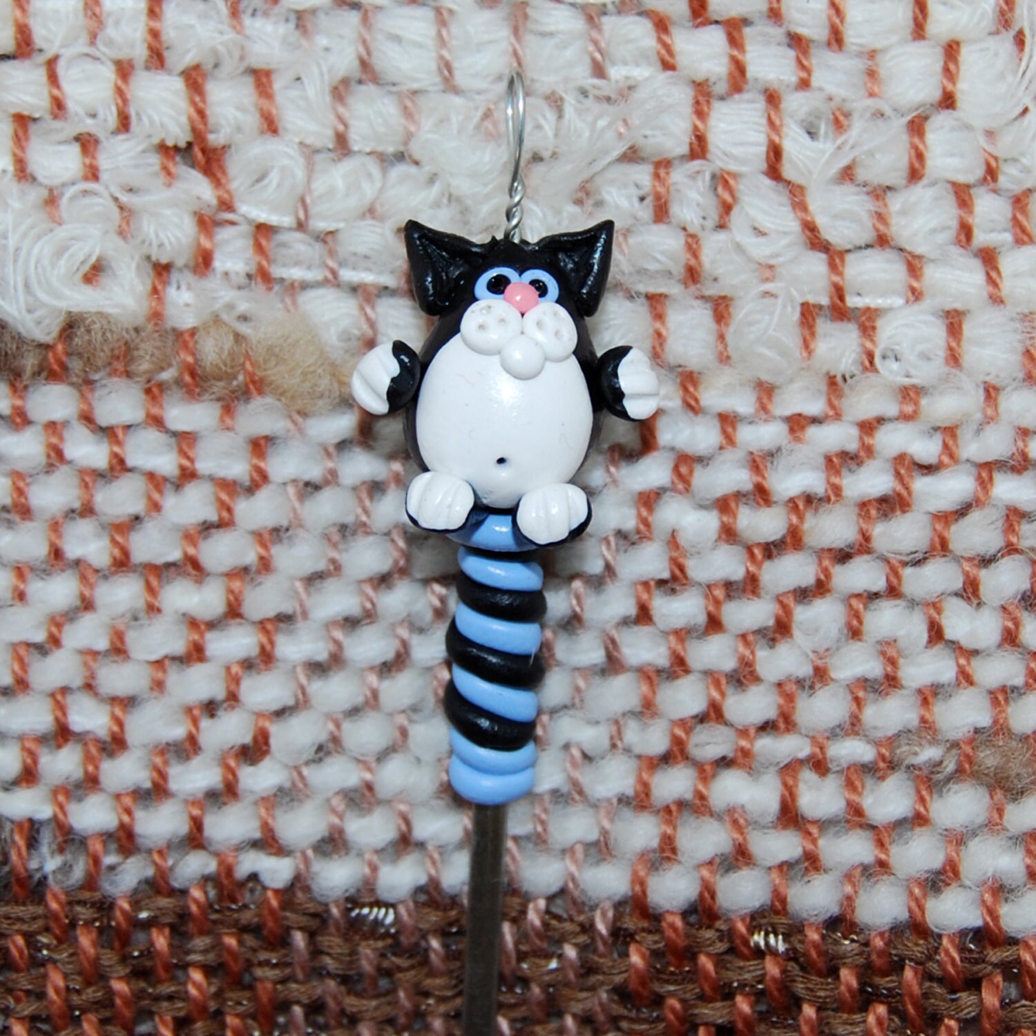 Black Kitty Cat weaving loom heddle hook polymer clay Etsy
