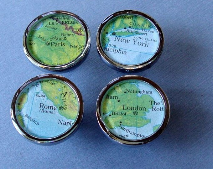 11 Vintage Map Drawer Pulls or Knobs Stainless Steel Etsy
