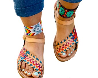 Huarache Sandal All Sizes Boho- Hippie vintage Mexican Style- Huarache Sandal cuir xochilt larges pieds larges. Huarache bohème