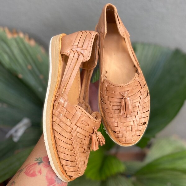 Mexican Huaraches Motas Tan2. Leather sandals. Huaraches Summer Boho. Bohemian Leather Sandals. Ethnic Huaraches. Genuine Mexica Leather