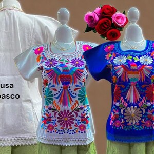 Blusa Mexicana Ave Otomí. Talla S 3X. Blusa Mexicana Floral. Boho-hippie. Blusa Tipica Bohemia Mexicana. Blusa Bordado Artesanal. zdjęcie 4