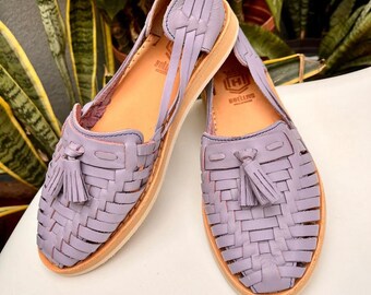 Mexican Huaraches Lilac Specks. Leather sandals. Huaraches Summer Boho. Bohemian Leather Sandals. Ethnic Huaraches. Genuine leather.
