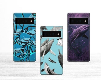 Funda de teléfono de tiburón púrpura Cubierta peligrosa para Pixel 8A 7 Pro Samsung S24 S23 FE A25 A15 iPhone 15 14 13 SE