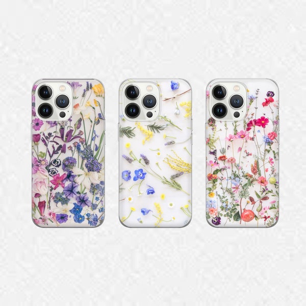 Getrocknete Blume Handy Hülle Gepresste Blume Hülle für iPhone 15Pro, 14, 13, 12, 11, Google Pixel 8, 7A, 6A, Samsung Galaxy S24Ultra, S23fe, S22