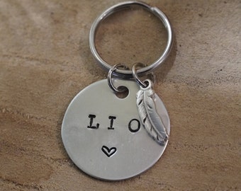 Personalized dog tag, hand stamped, including pendant & tassel