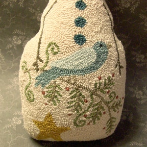 Needle Punch Pillow PATTERN Snowman Bird And Greenery Punch Needle image 2