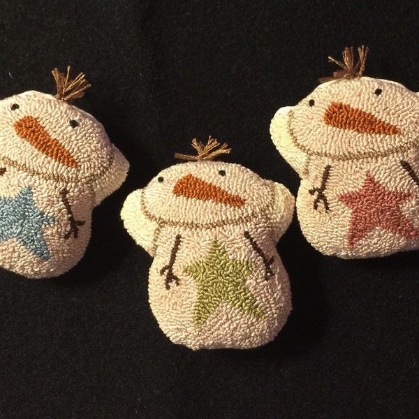 3 Primitive Snowmen Angel Ornies Snowman Ornament Stars