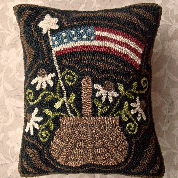 Needle Punch PATTERN Americana Basket Of Black Eyed Susans