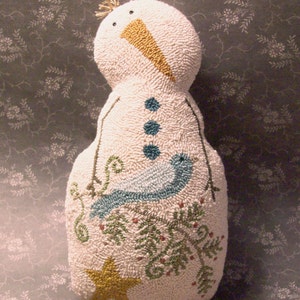 Needle Punch Pillow PATTERN Snowman Bird And Greenery Punch Needle image 1