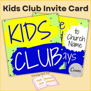 Kids Club Invite Card | Kid&#39;s Ministry, Children&#39;s Ministry | Church Sunday School Outreach Flyer | Editable in Canva