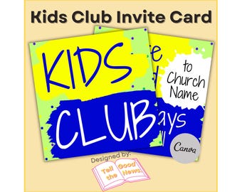 Kids Club Invite Card | Kid's Ministry, Children's Ministry | Church Sunday School Outreach Flyer | Editable in Canva