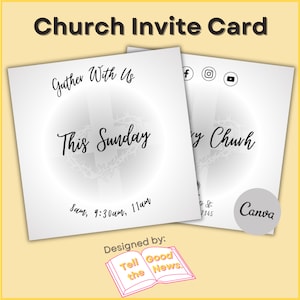 Church Invite Card Template | Ministry Church Service Flyer Invitation | Editable in Canva