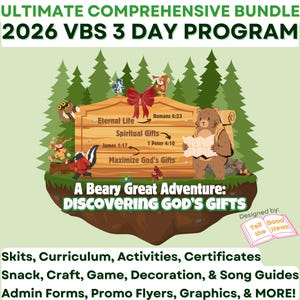 Kit de tres días para la Escuela Bíblica de Vacaciones 2026 / Escenas de la Escuela Bíblica de Vacaciones, currículo, guías y actividades / Ministerio para niños de la iglesia / Evento de la escuela dominical