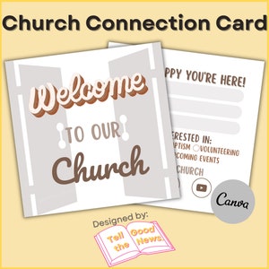 Church Connection Card Template | Ministry Church Service Flyer Invitation | Editable in Canva