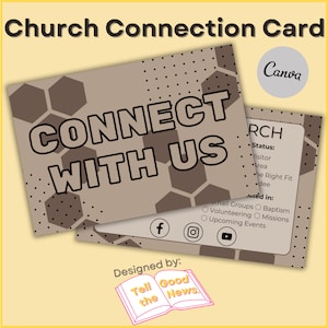 Church Connection Card Template | Ministry Church Service Flyer Invitation | Editable in Canva