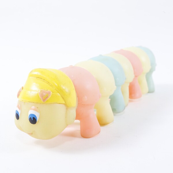Glo Friends, Glow Worms, Knockoff, Rare, Vintage, Cute, Colorful, Caterpillar, Toy, Figure, 14 legs, Animal, Collection Children ~ 20-01-125