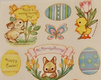 Easter Flowers Bunnies Chick Vintage Single Sticker Sheet 1978 Scrap Booking Hallmark 1982 Sticker Collecting Craft ~ 1311