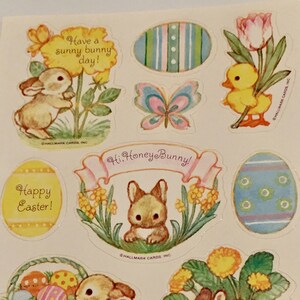 Páscoa flores coelhinhos pintinho vintage única folha de adesivos 1978 sucata reserva hallmark 1982 adesivo coleta artesanato ~ 1311