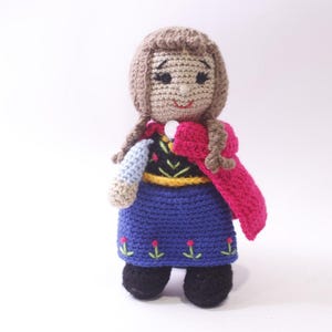 Princess Anna, Amigurumi, Knit Doll, Disney, Frozen, Soft Toy, Hand Made, Vintage, ~ 250826-WH 522 image 1