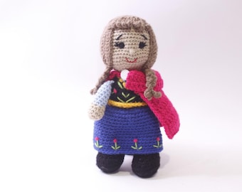 Princess Anna, Amigurumi, Knit Doll, Disney, Frozen, Soft Toy, Hand Made, Vintage, ~ 250826-WH 522