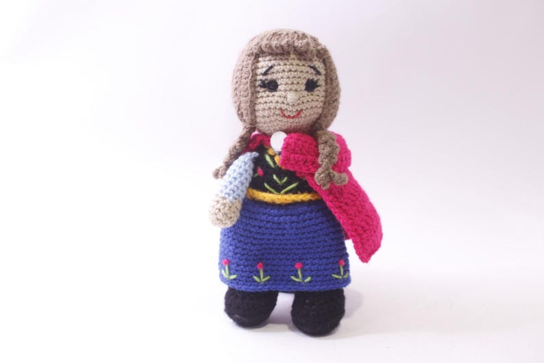 Princess Anna, Amigurumi, Knit Doll, Disney, Frozen, Soft Toy, Hand Made, Vintage, ~ 250826-WH 522 image 1