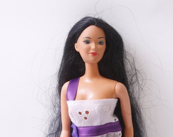 Mattel, Barbie, Doll, Dressed, Long Black Hair, Blue Long Skirt, Outfit,  Fashion, Toy, 12&quot;, Figure, Vintage, ~220915-DIR 130