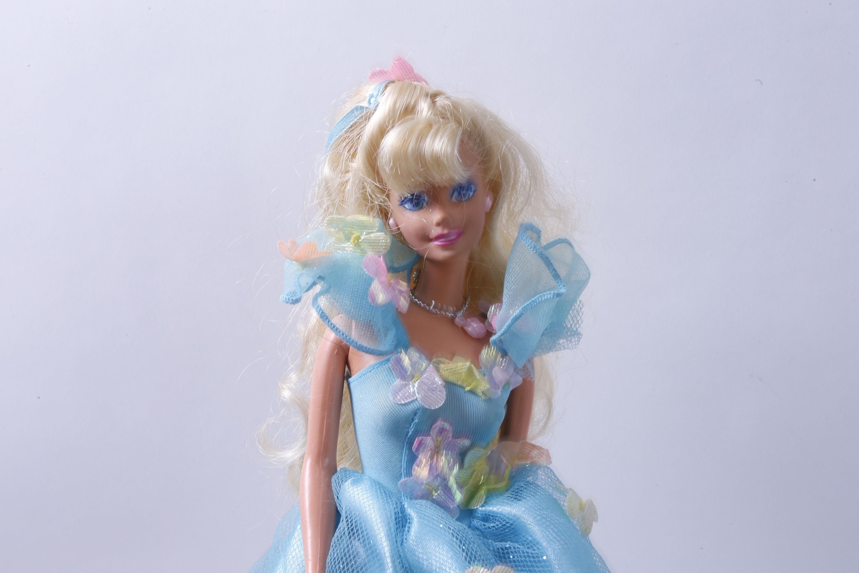 Muñeca Barbie de los años 90, vestida, azul claro, vestido de