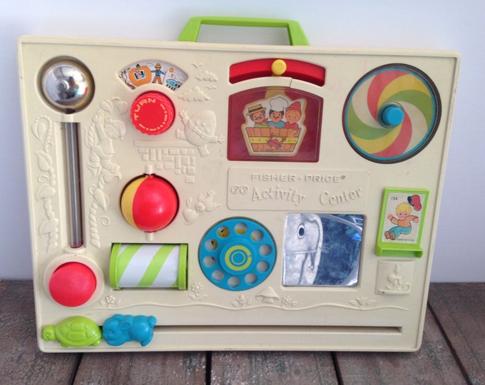 Vintage 1973 Fisher Price Baby Crib Activity Center Toys Nursery Rhymes