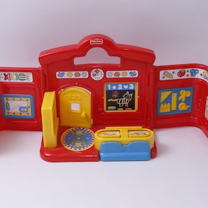 1999, Fisher Price, Little People, Maggie's Preschool, Fold n'Go School, Carry Dollhouse, Onderdelen, Speelgoed, Vintage, Collectible, ~ 20-01-346