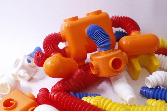 TOMY Popoids, Vintage, Construction, Interlocking, Toy