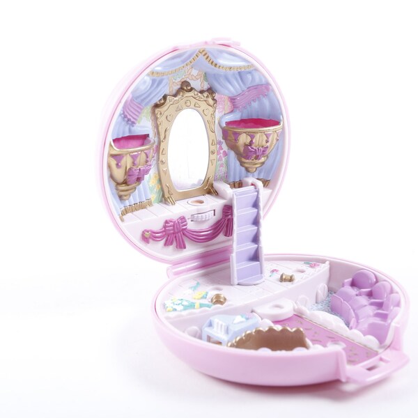 Polly Pocket Lila Spielzeug Puppenhaus Ballett Studio Spielset Spiegel Bewegliche Details Vintage Spielzeug Klappspielschrank ~ 20-01-99