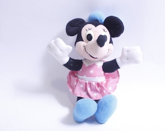 Disney, Minnie Mouse, Plush Toy, 8", Pink Dress, Polka Dot, Blue Shoes, Iconic, Collectible, ~ WH-021 553