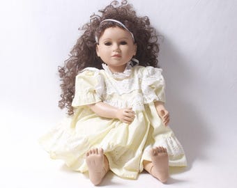 My Twinn Doll Brown Eyes Curly Brown Hair Vintage Large Doll 22" Lifelike Realistic  ~ 260415-WH 1078
