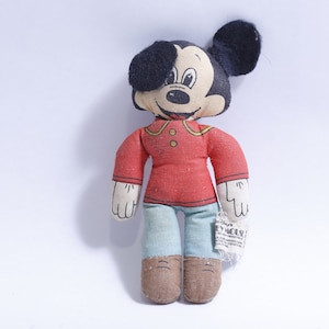 Rare, Mickey Mouse, 1970s, Knickerbocker, Plush, 5 1/2", Rag Doll, Disney, Cartoon, Iconic, Stuffed Animal, Retro Toy, Vintage, ~ WH-021 554