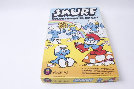 Smurf, Colorforms Play Set, 1981, Plastic Pieces, Playboard, Booklet, Fun, Children, Party, Family, Vintage, ~ 20-10-334